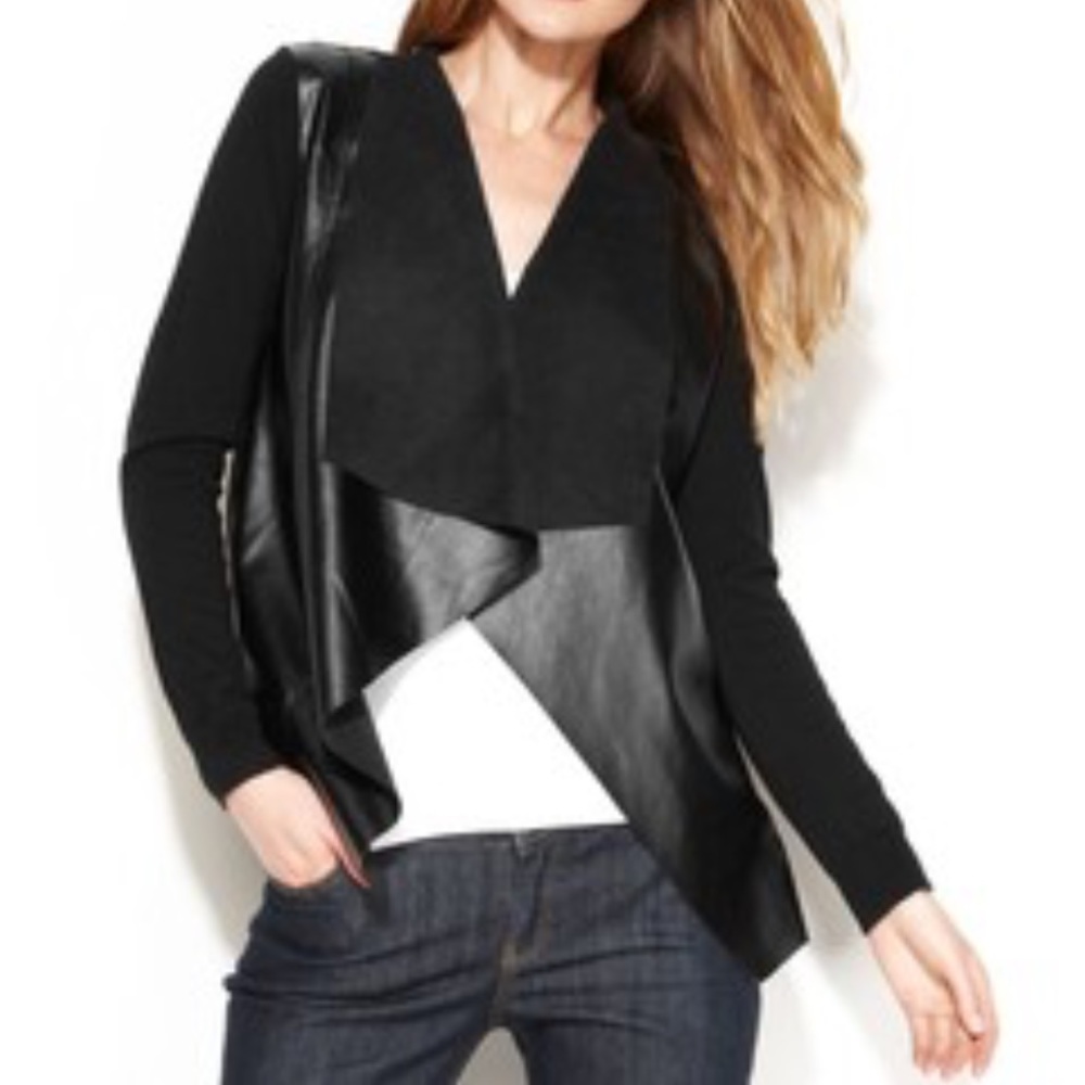 Michael Kors faux leather cardigan